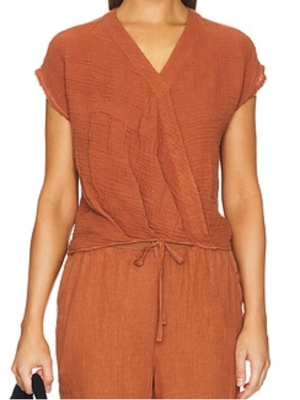 Michael Stars Evie Top and Matching 100% Cotton Pant Set in Toffee Size XS
